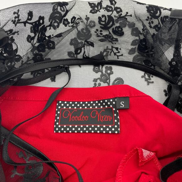 VOODOO VIXEN Better Bella Red Lace Fit Flare Dress Size S Rose Lined Cocktail - Picture 5 of 8